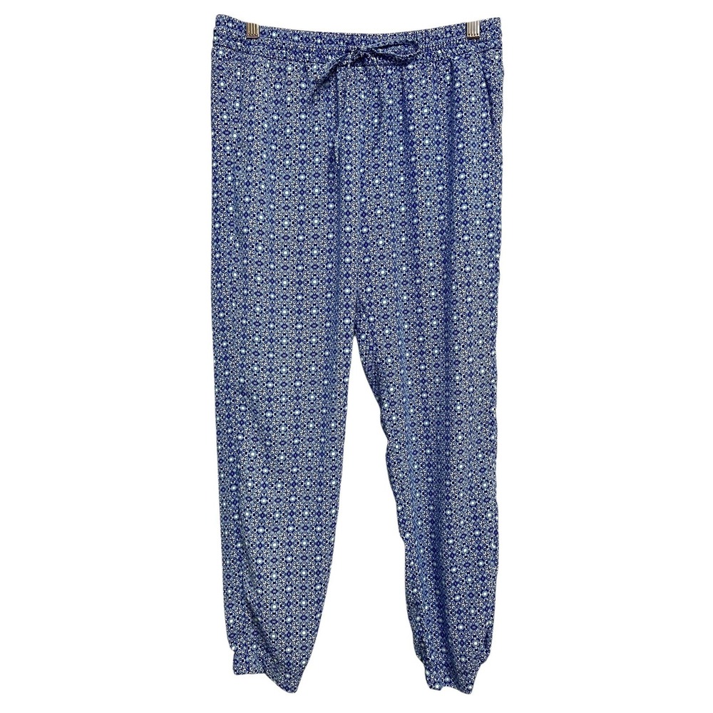 Gap Summer Jogger Pants Women S Petite Blue Print Geometric Elastic Waist Boho